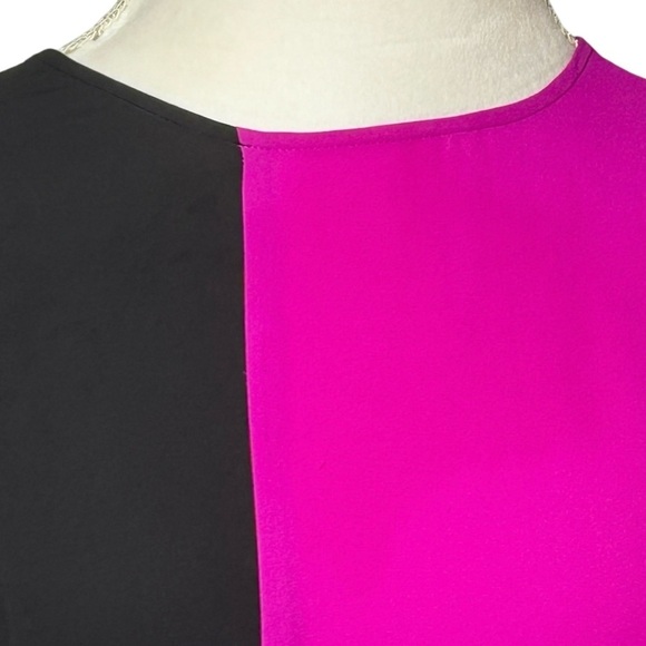 MACY'S INC INTERNATIONAL CONCEPTS Tunic Fuchsia Black White Color block Large - Picture 4 of 6